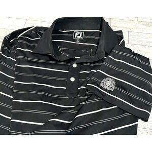 FOOTJOY MENS SIZE LARGE POLO BLACK AND WHITE STRIPE GOLF SHIRT